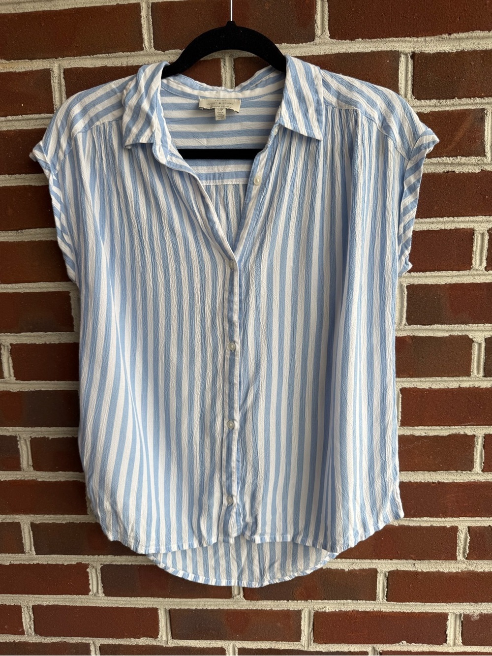 Lucky Brand Women’s Blue and White Striped Button-Down Blouse